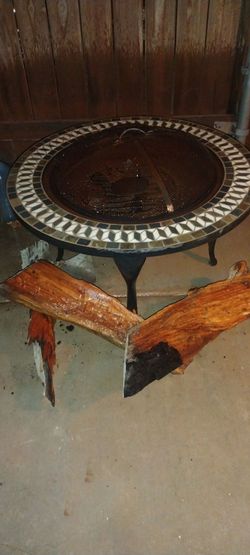 Metal and stone fire-pit