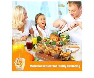 Mini Square Fry Bakests French Fries Basket 4.1x3.3x2.6Inches Table Serving Frying Chips Baskets, French Fry Holder for Kitchen Restaurant Party Barbe