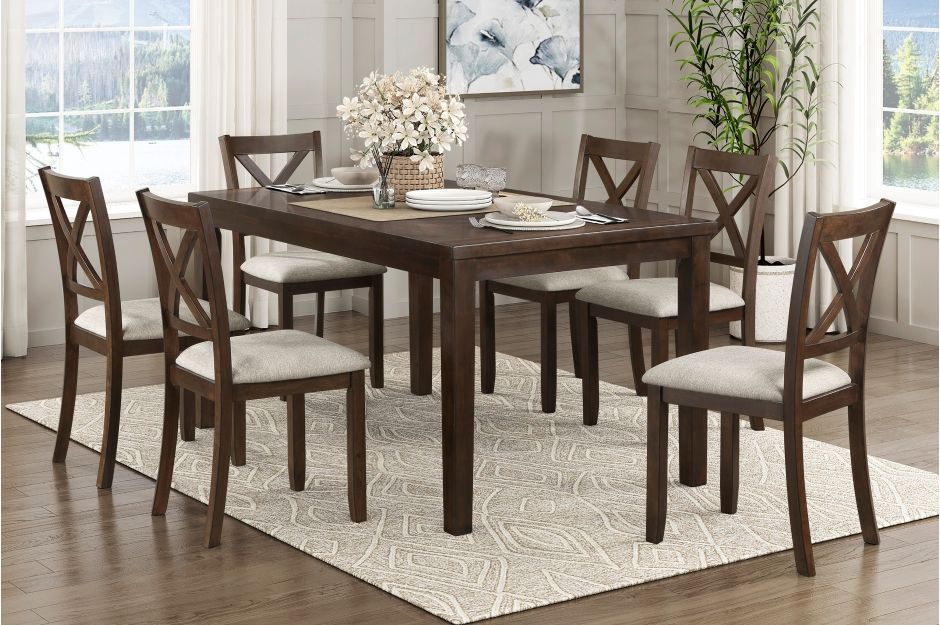 New in box dark cherry finish 7pc dining table set 