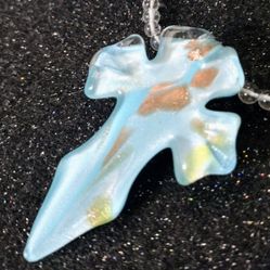 New 20" Dichroic Hand Blown Glass Necklace Earrings Set