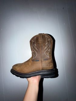 Men Ariat Sierra Cognac Shock Shield Waterproof Steel Toe Work Boots