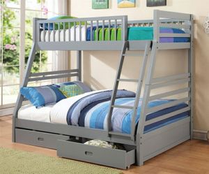 Bunk bed Twin Full with Storage drawers Free Mattress NAVY OR GRAY