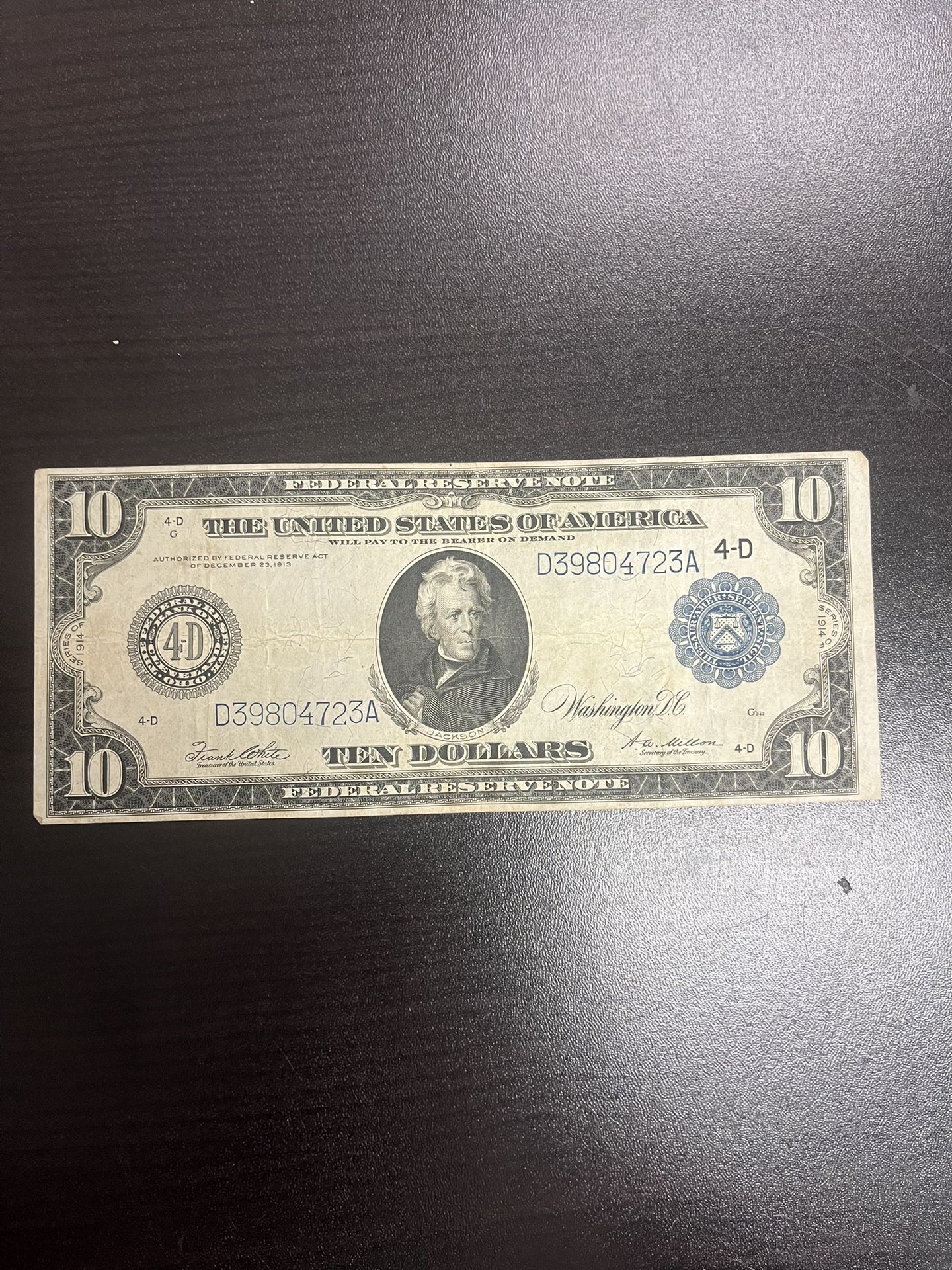 1914 $10 Silver Certificate Large U.S. Currency