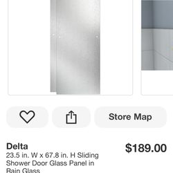 Delta 23.5 in. W × 67.8 in. H Sliding Shower Door Glass Panel in Rain Glass