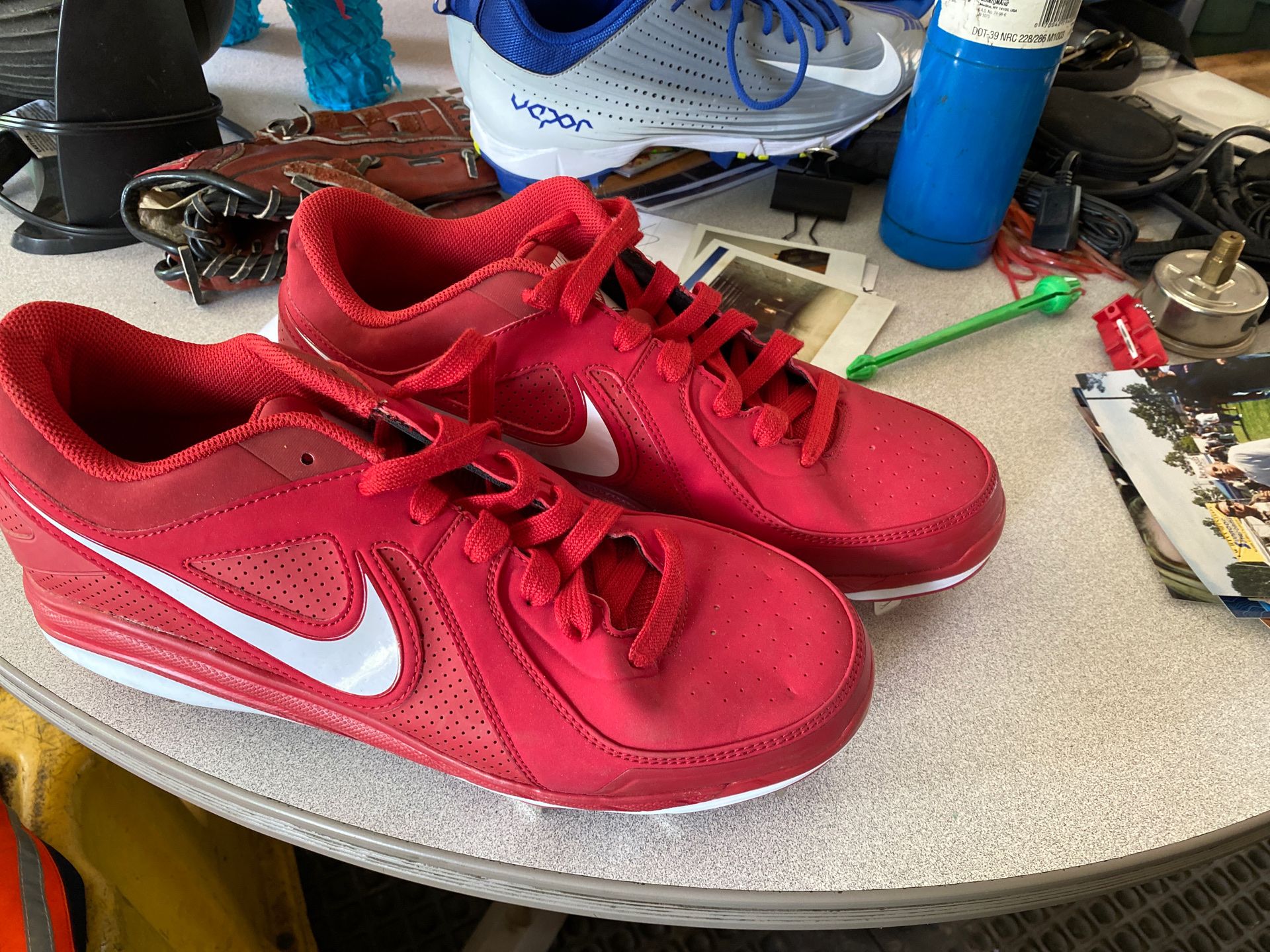 Red Nike Baseball Metal Cleats