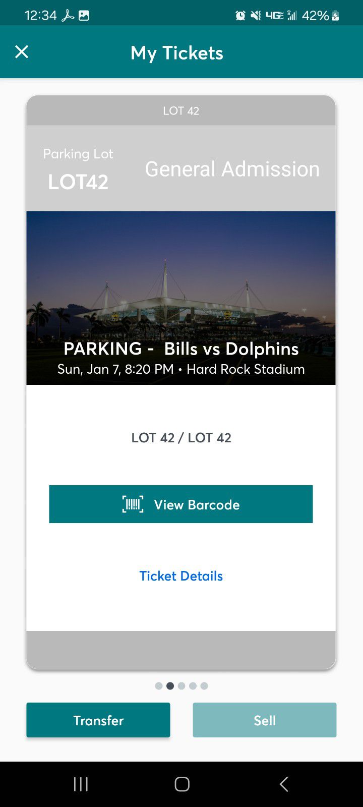 Parking PASS MIAMI DOLPHINS 1/7