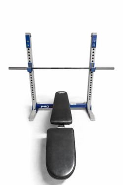 Squat Rack + Bench + Barbell – Home Gym Setup