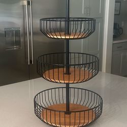 3 tier wooden/metal basket