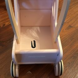 Wooden toy baby stroller