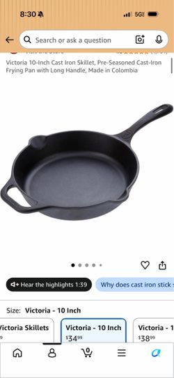 Victoria 10-inch Cast Iron Skillet $15