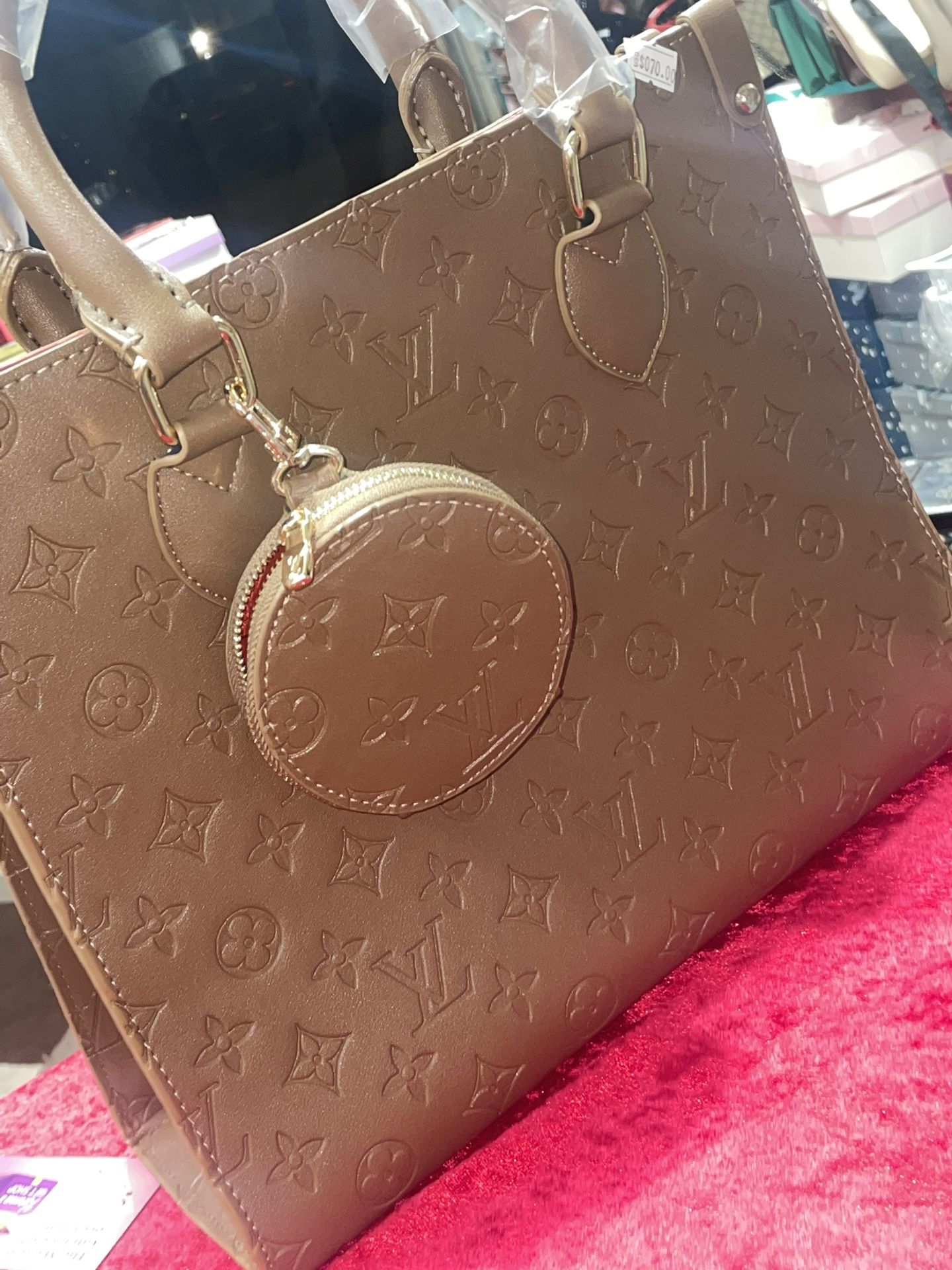 Large Brown Tote Bag with Coin Pouch – New