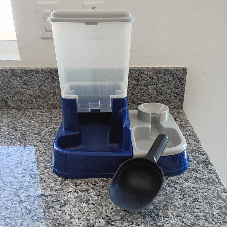 Pet Feeder, Dry Food Dispenser, Water Dispenser, Food Scoop Included, Dry Dog Food, Dry Cat Food, Refill Food & Water As Needed