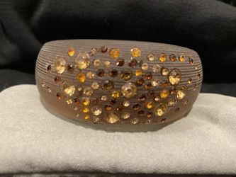 Bangle bracelet-brown with golden topaz rhinestones