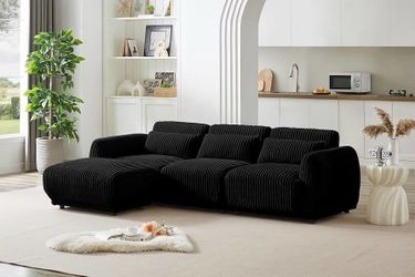 Sectional Sofa Couch,Sectional Couches for Living Room,Modular Sectional Sofa,Cloud Couch,L Shaped Couch with Removable Ottomans.(3seat+1 Ottoman,Blac