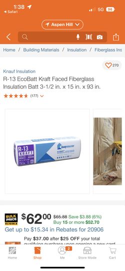 Insulation R-13 EcoBatt Kraft Faced Fiberglass