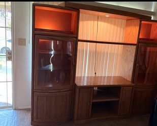 Wood Wall Unit Entertainment Center with Lighting