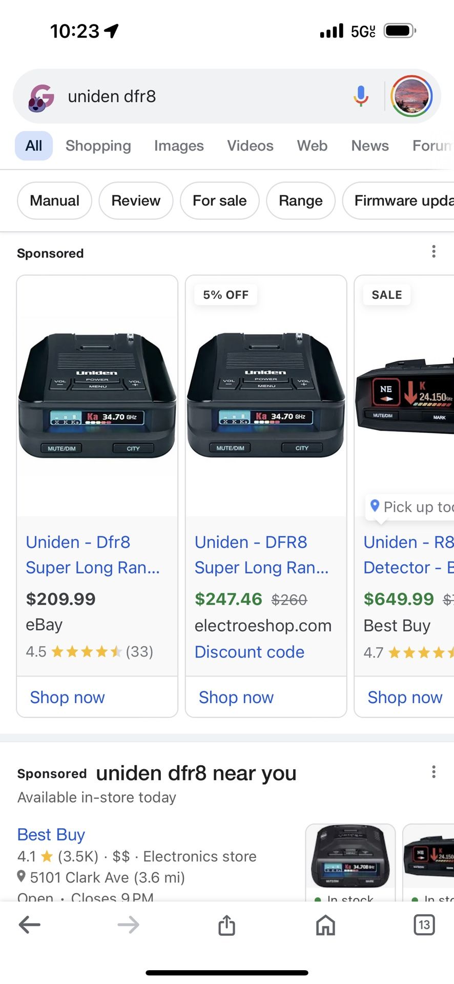 Uniden DFR8 Police Radar Scanner