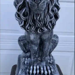 3 foot tall, stone, color, lion statue