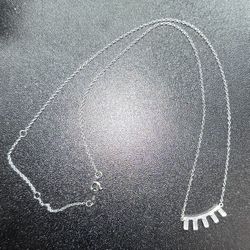 16-18” 5 Stone Necklace, 925 Sterling Silver, CZ Stones