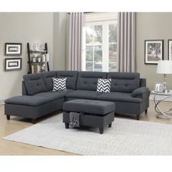 Gorgeous 3 Piece Sectional and Ottoman with Storage