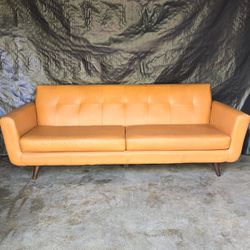 Joybird Hughes MCM Genuine Leather Sofa 
