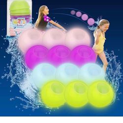 Brandnew  Reusable Water Balls, Quick Fill Beach Water Balls Light Up Self Sealing Splash Ball, Pool Party Favors Summer Toys Outdoor Water Fun Game f