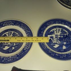 Pair of BLUE AND WHITE Willow Plates