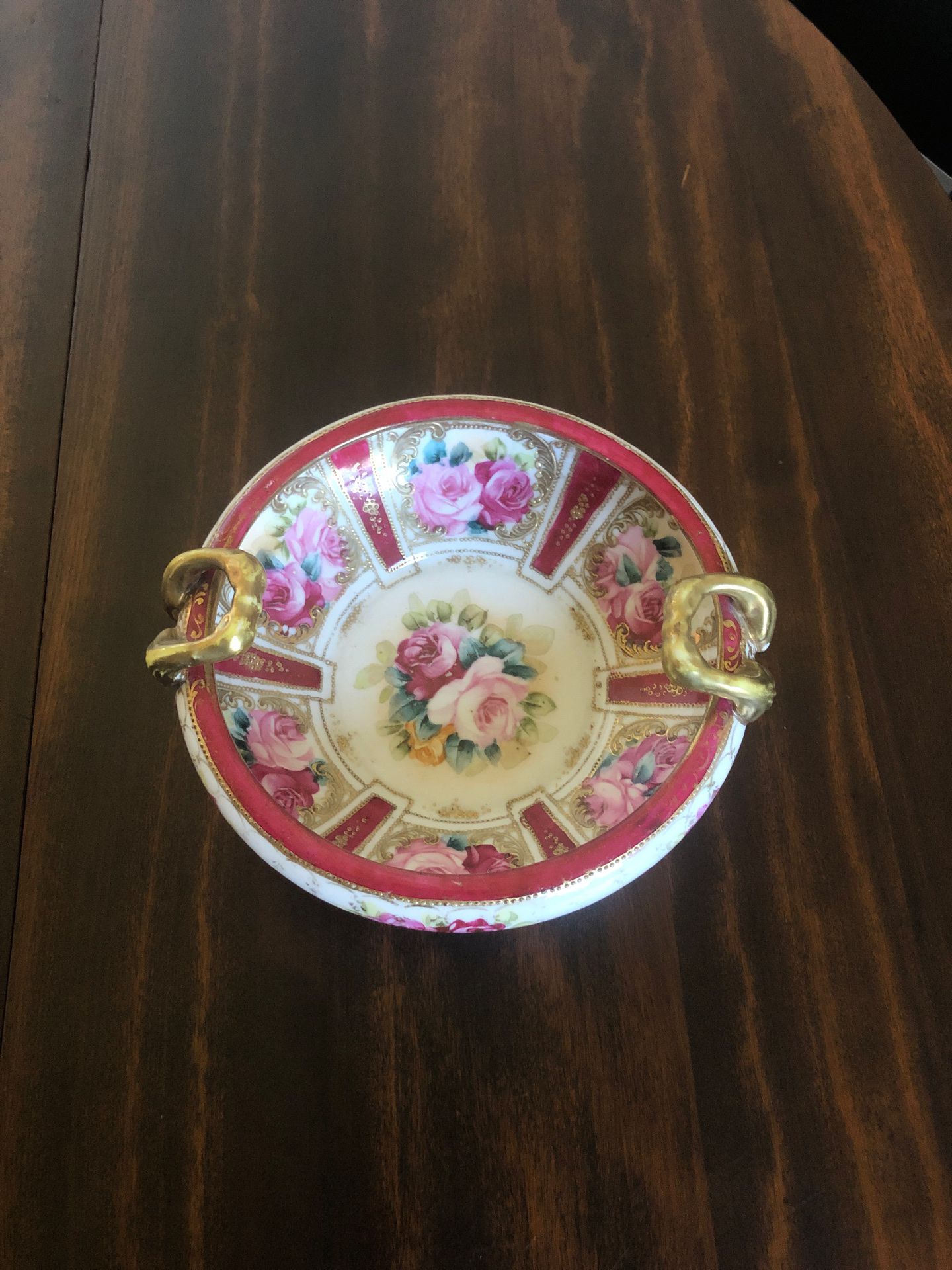 Antique Hand Painted Cabinet Bowl