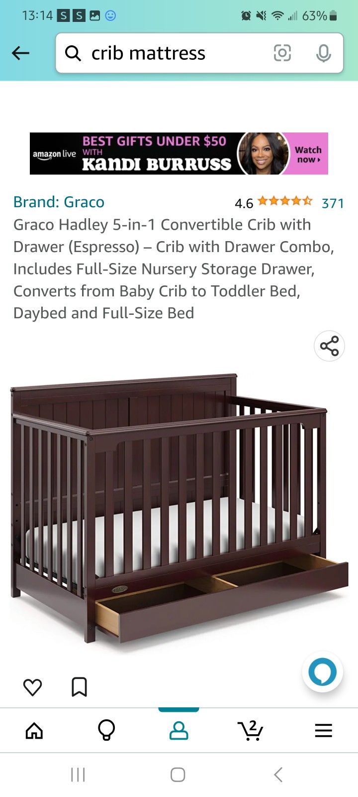 Beautiful,  New, 5 in 1  Crib/ Toddler Bed/ Kids Bed