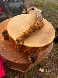 Native Hand Drum with Leather Beater