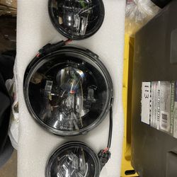 Set Of Headlight And Passing Lights Led For Motorcycle 