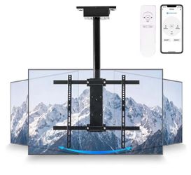 (D-2-28)Motorized Ceiling TV Mount for 32-85"" TVs, 300 Swivel & 2 Memory Positions