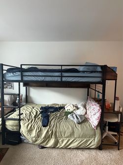 Twin Bunk Bed with Desk(need gone by July)