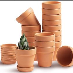 Set of 3 Terracotta Clay Pots Pack 3.5" each pot brand new pots packed