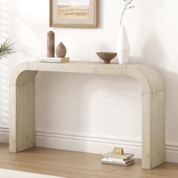 Brand New 52" Curved Console Table for Entryway Modern Long Entry Way Table Narrow Foyer Table Behind Couch for Corridor Living Room Natural Wood140