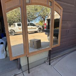 Trifold dresser mirror.