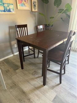 5-piece Dark Brown Wood Dining Set