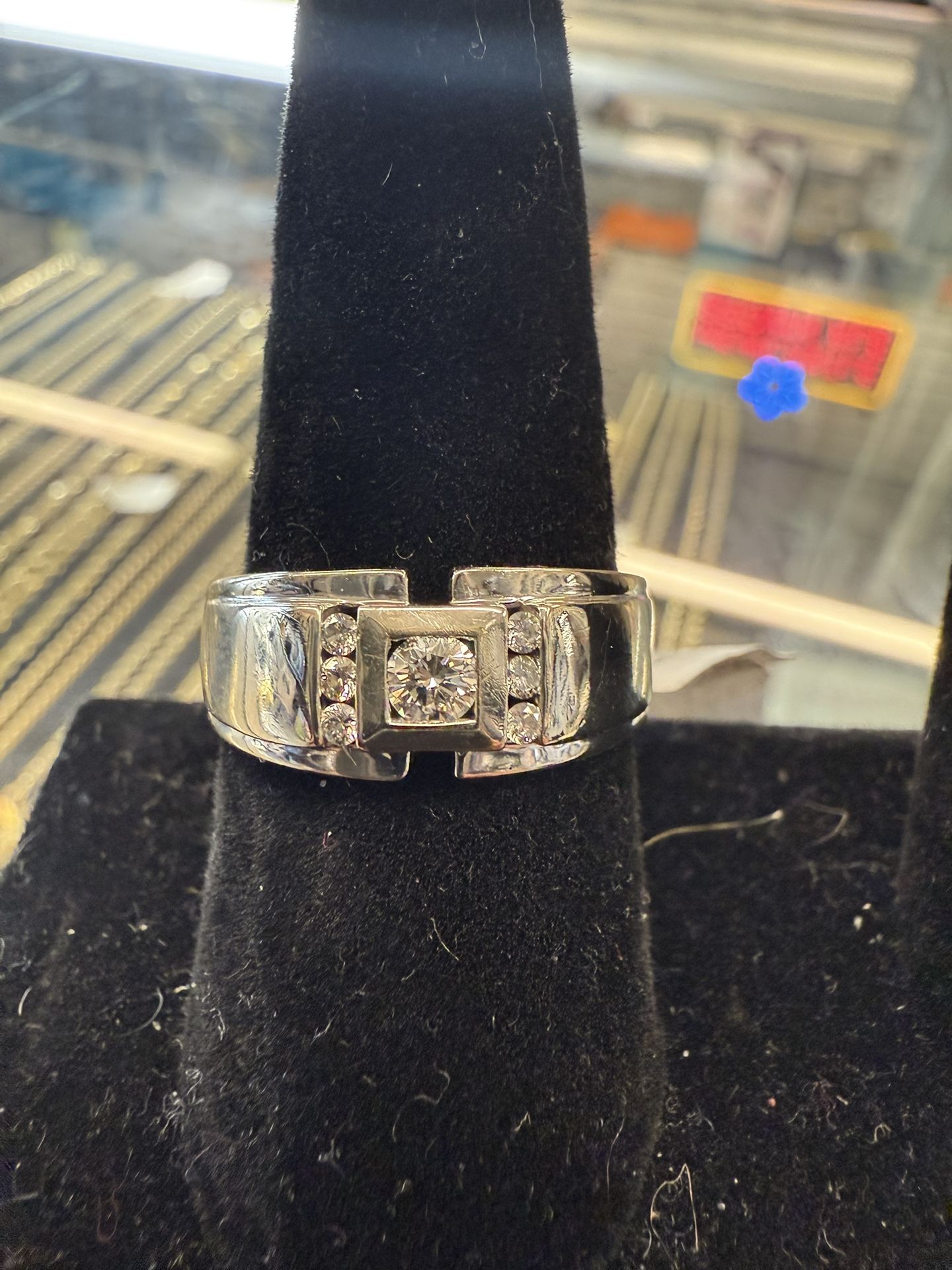 14KT White Gold Ring W/ Natural Round Diamond Center 37738-5