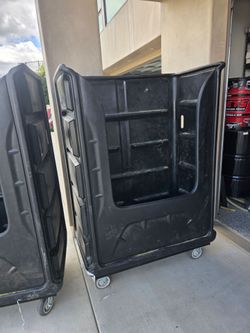 Large Black Plastic Utility Cart on Wheels