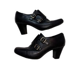 Clarks Shoes Women's Size 11M Black 62597 Slip-on Block Heel Booties