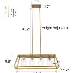 4-Light Modern Vintage Dining Room Lighting Fixture