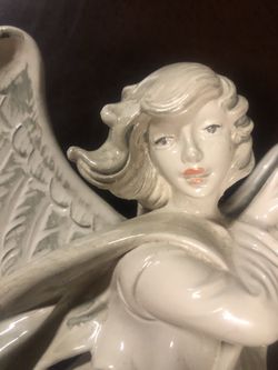 Vintage Italy Angel Playing The Tambarine Porcelain