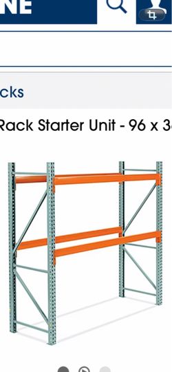 Pallet racks 14ft 12ft 10ft green uprights and 8ft orange beams