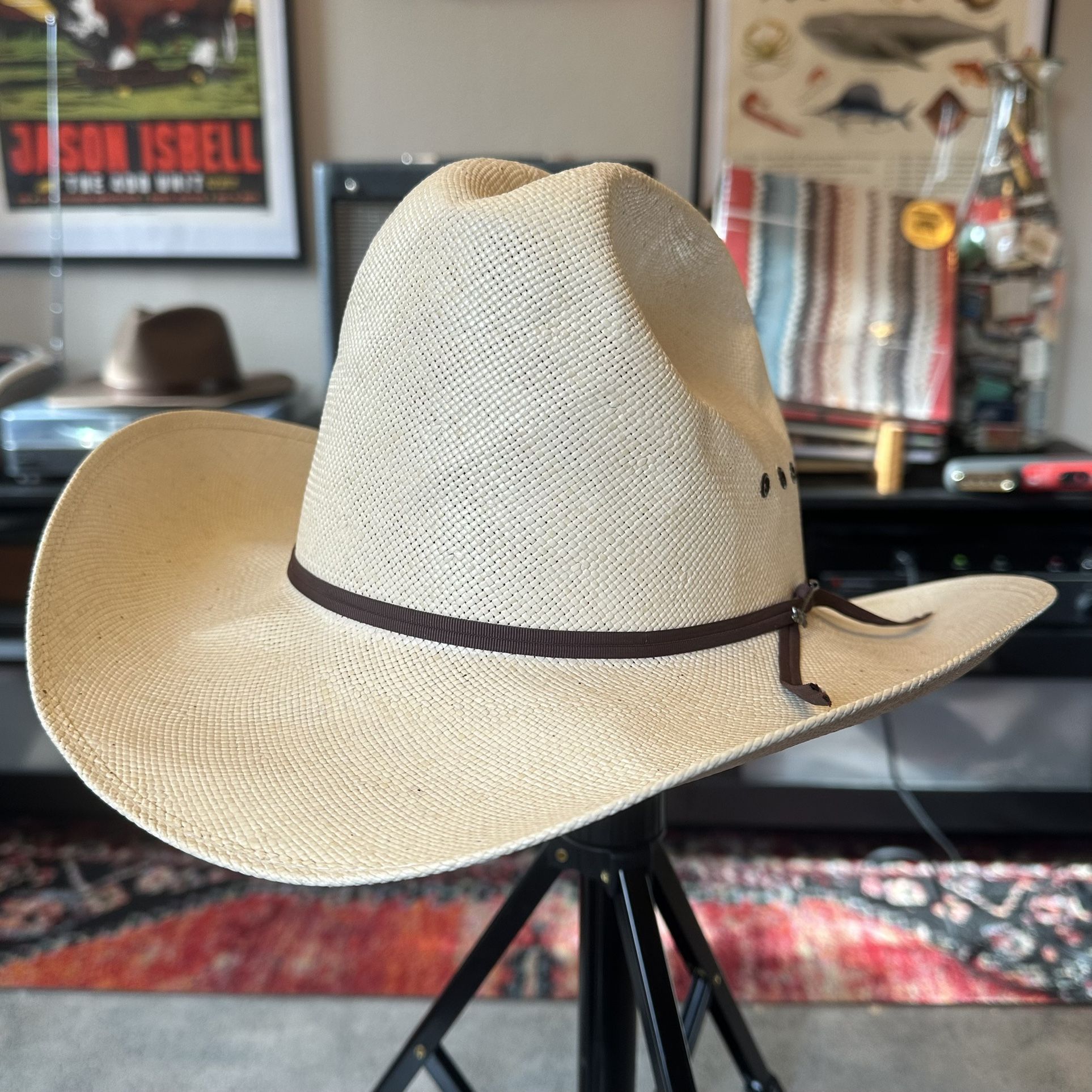 John B Stetson 7X Genuine Shantung Cowboy Hat Brown Band W1174 QH 19 614 Sand