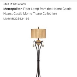 Antique Cast Iron Floor Lamp With Blown Glass