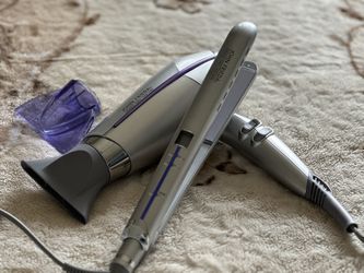 John  Frieda Sleek Finish Flat Iron and hair dryer 