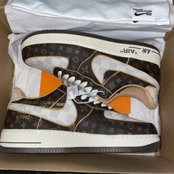 Louis Vuitton Nike Air Force 1 Low Monogram Brown Damier Azur