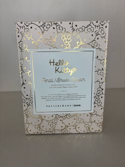 Sanrio Hello Kitty Pottery Barn Pencil Brush Holder White Gold
