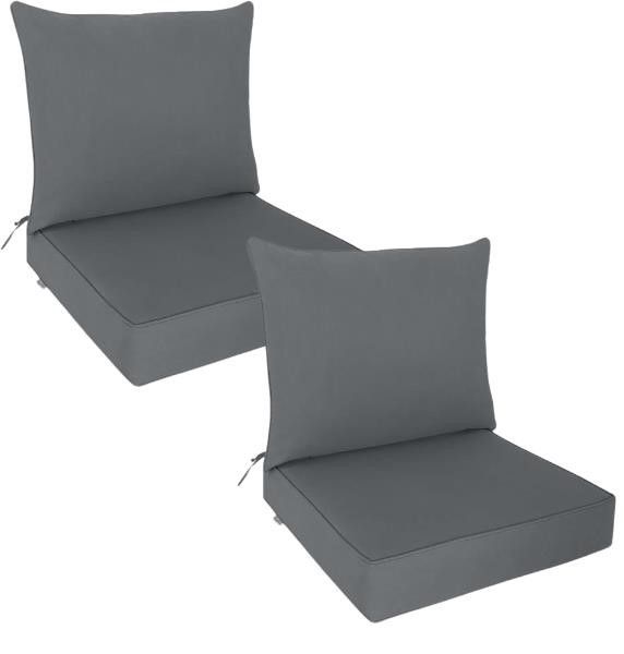 EAGLE PEAK Outdoor Deep Seat Patio Seat Cushion Set, 25 x 25 x 5 inch, 2-Piece Back Chair Cushion, Set of 2, Gray