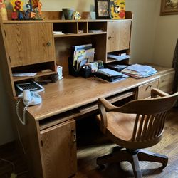 Wooden Desk With hutch